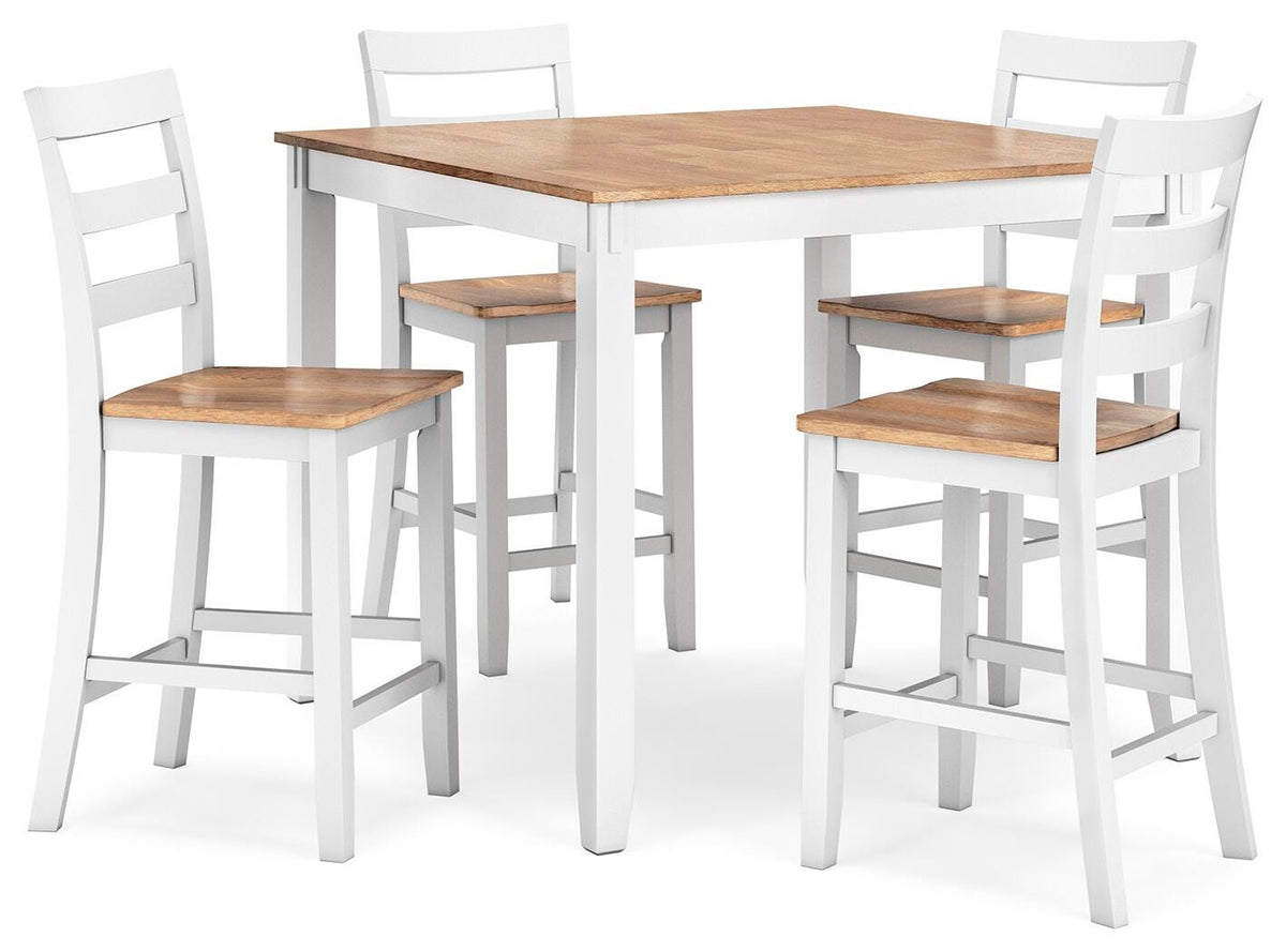 Windham Counter Height Dining Table and 4 Barstools (Set of 5) in Natural/White