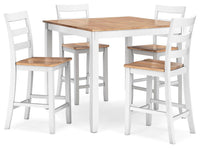 Windham Counter Height Dining Table and 4 Barstools (Set of 5) in Natural/White