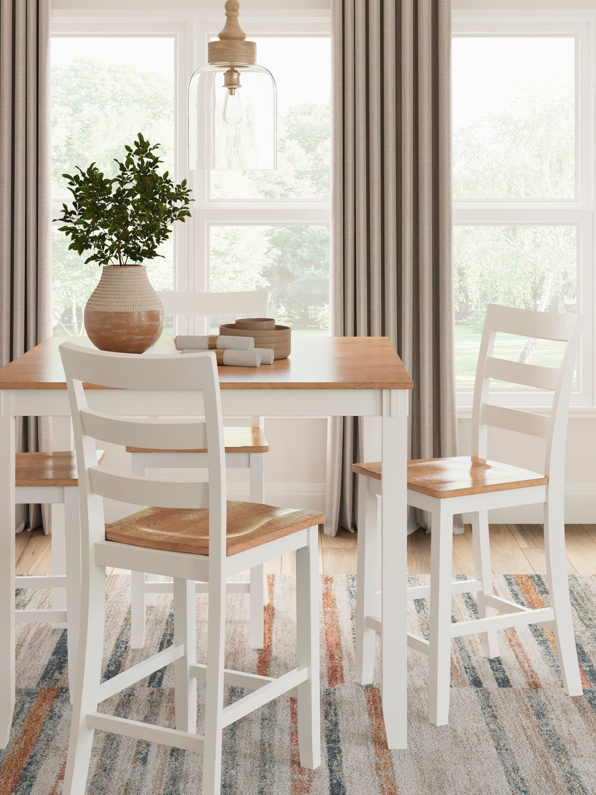 Windham Counter Height Dining Table and 4 Barstools (Set of 5) in Natural/White