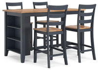 Windham Counter Height Dining Table and 4 Barstools in Natural/Blue