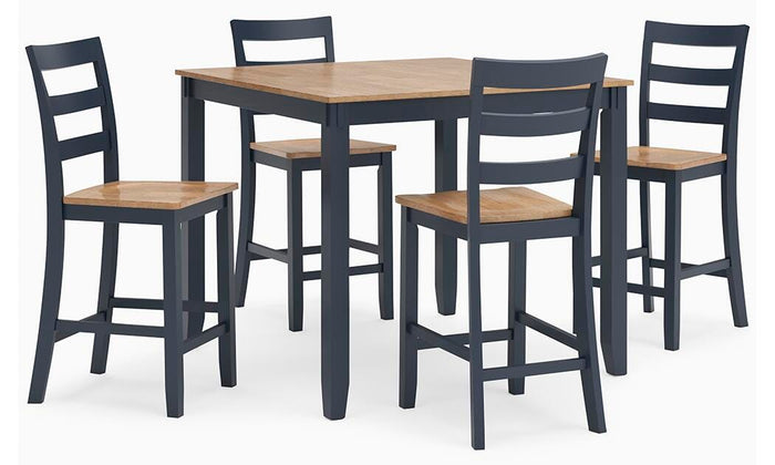 Windham Counter Height Dining Table and 4 Barstools (Set of 5) in Natural/Blue