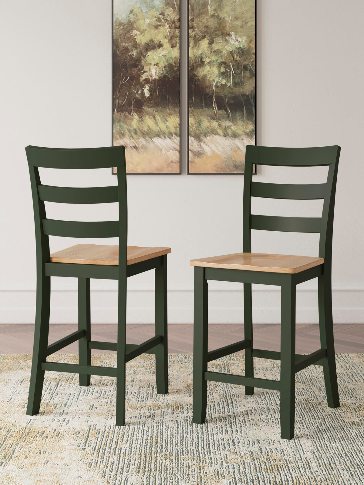 Windham Counter Height Dining Table and 2 Barstools in Natural/Green