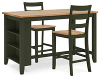 Windham Counter Height Dining Table and 2 Barstools in Natural/Green