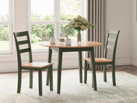 Windham Dining Table and 2 Chairs in Natural/Green