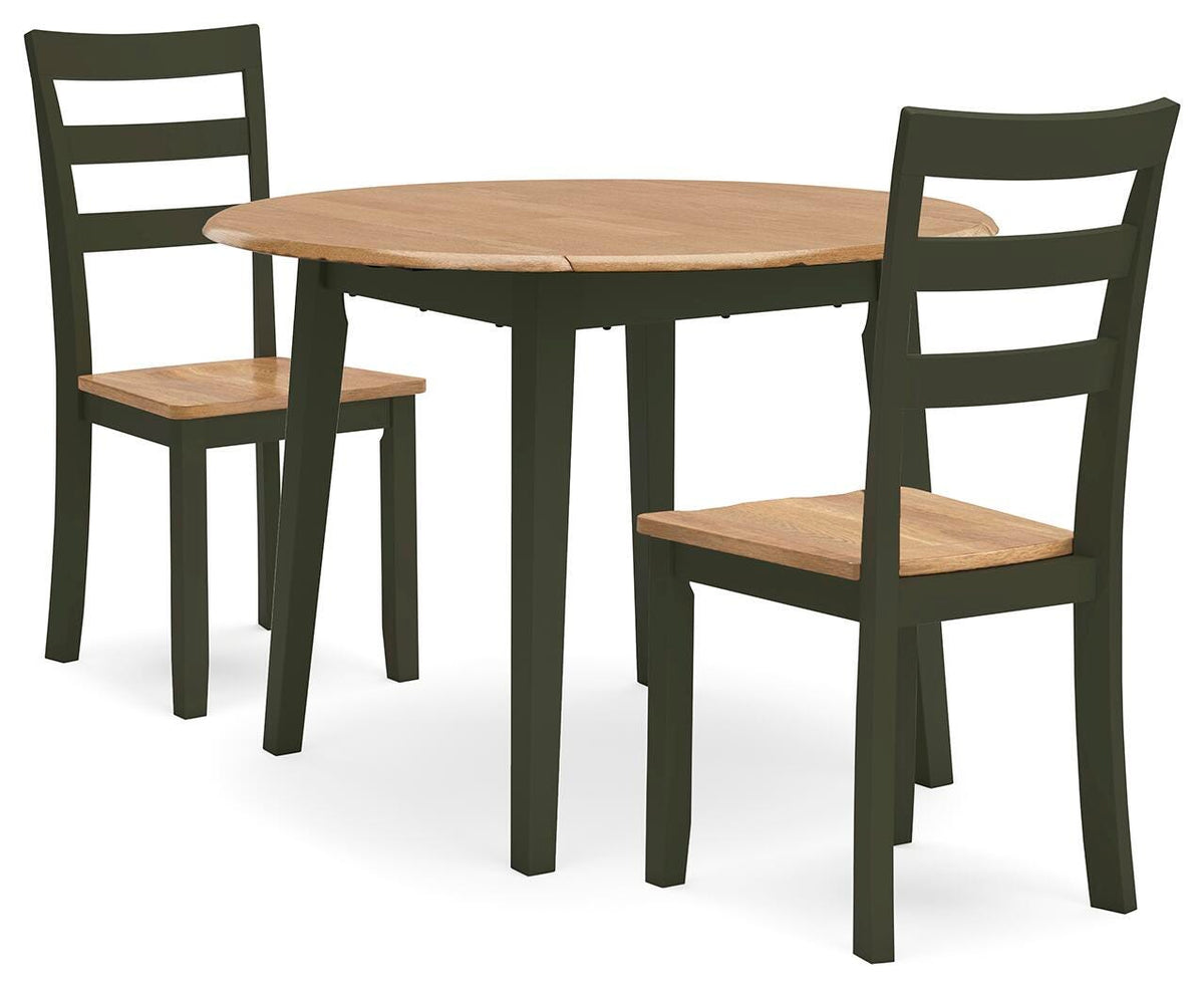 Windham Dining Table and 2 Chairs in Natural/Green