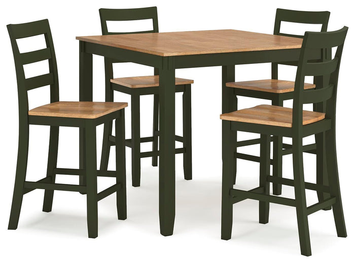 Windham Counter Height Dining Table and 4 Barstools (Set of 5) in Natural/Green