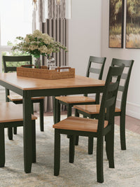 Windham Dining Table with 4 Chairs and Bench (Set of 6) in Natural/Green