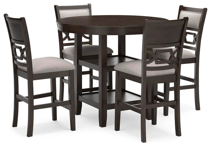 Bramwell Cross Counter Height Dining Table and 4 Barstools (Set of 5)