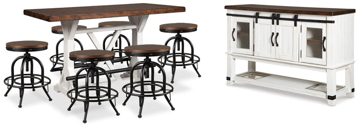 Denham Counter Height Dining Table with 6 Barstools and Server