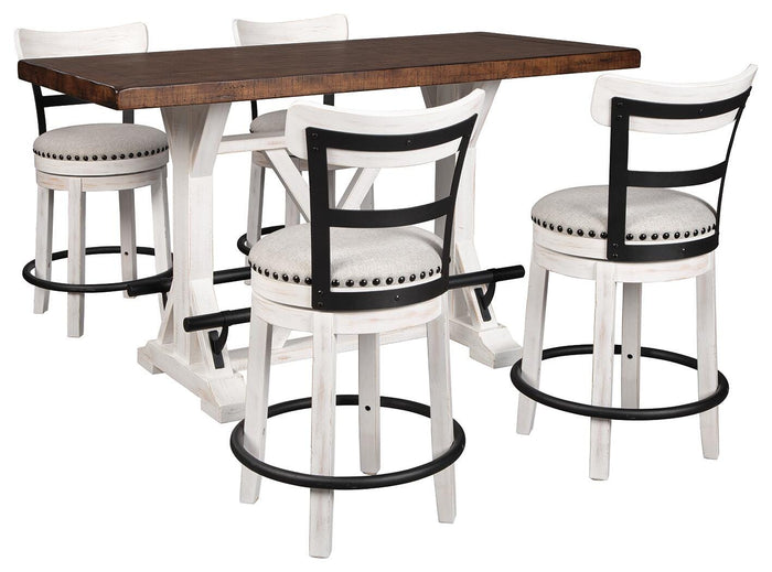 Denham Counter Height Dining Table and 4 Barstools in White