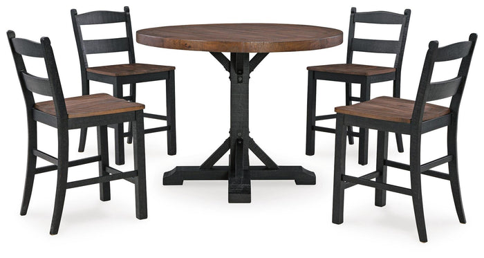 Denham Counter Height Dining Table and 4 Barstools in Multi III
