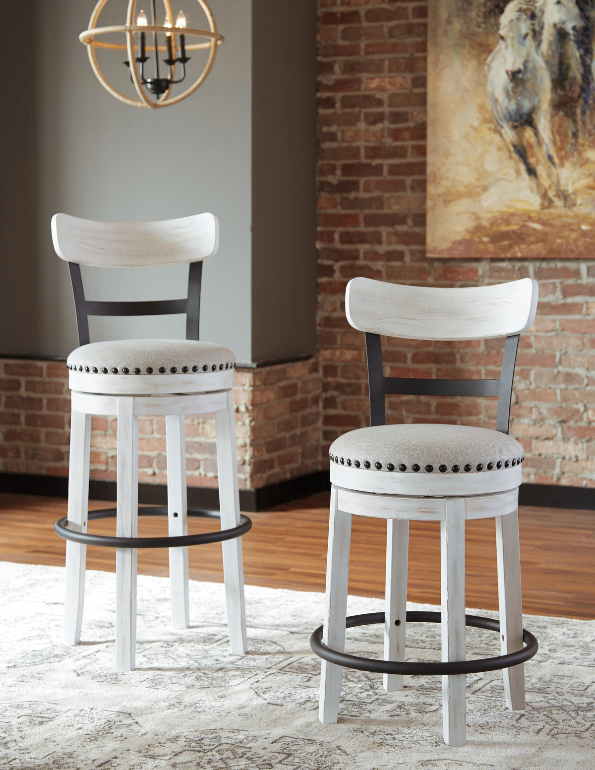 Denham Bar Height Bar Stool in White