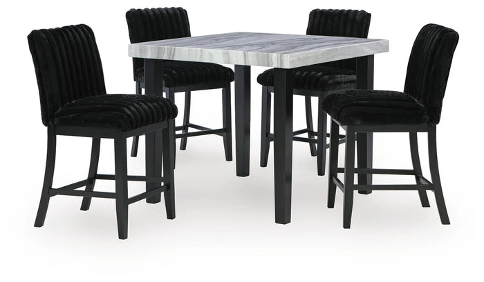 Zeta Counter Height Dining Table and 4 Barstools