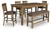Ashgrove Bay Counter Height Extension Dining Table with 4 Barstools and Bench