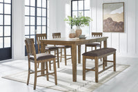 Ashgrove Bay Counter Height Extension Dining Table with 4 Barstools and Bench