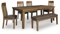 Ashgrove Bay Extension Dining Table with 4 Chairs and Bench