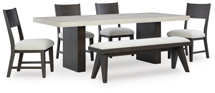 Marlowfield Dining Table with 4 Chairs and Bench