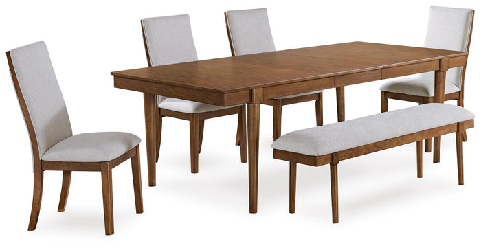 Roscoe Extension Dining Table with 4 Chairs and Bench
