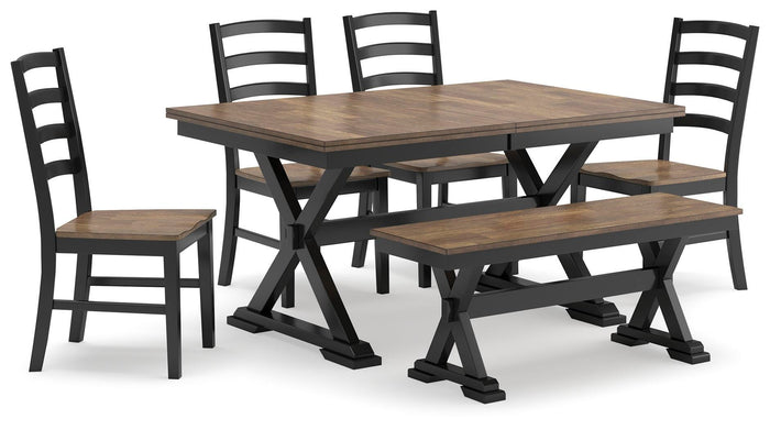 Colbrook Dining Table with 4 Chairs and Bench