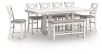 Hadley Counter Height Extension Dining Table with 6 Barstools and Bench