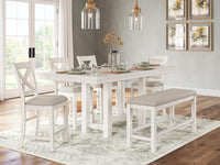 Hadley Counter Height Dining Table with 4 Barstools and Bench