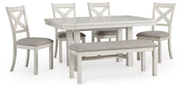Hadley Dining Table with 4 Chairs and Bench