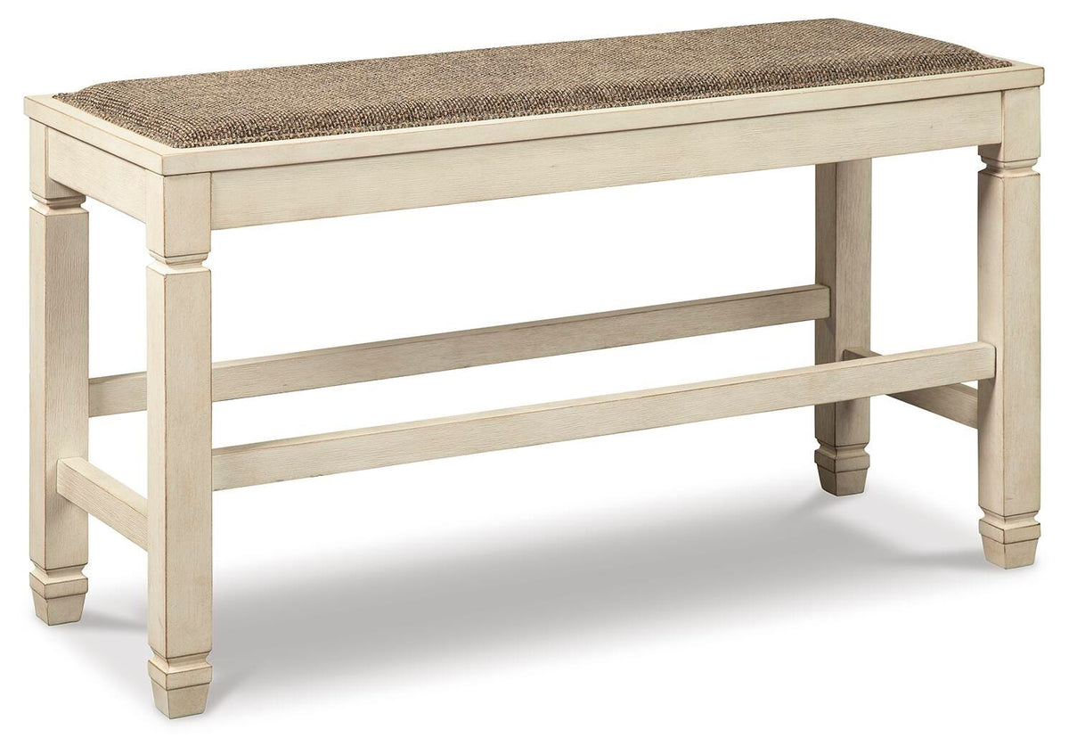 Hartwell Counter Height Dining Table with 4 Stools and Bench and 2 Display Cabinets