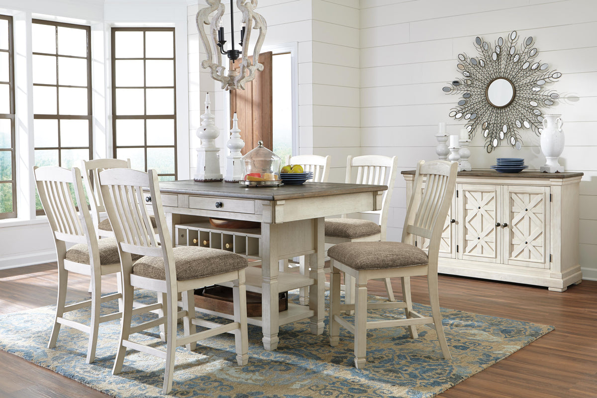 Hartwell Counter Height Dining Table and 6 Barstools with Server