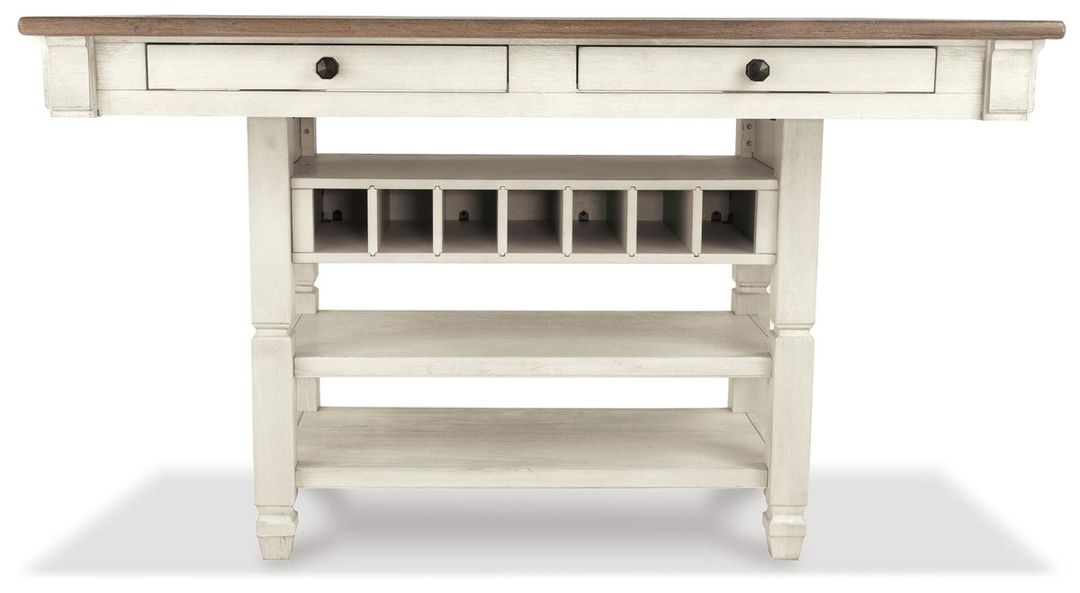 Hartwell Counter Height Table with 6 Barstools with Server and Display Cabinet