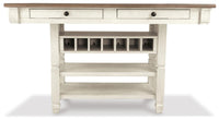 Hartwell Counter Height Table with 6 Barstools with Server and Display Cabinet