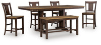 Hollowmere Counter Height Extension Dining Table 4 Barstools and Bench