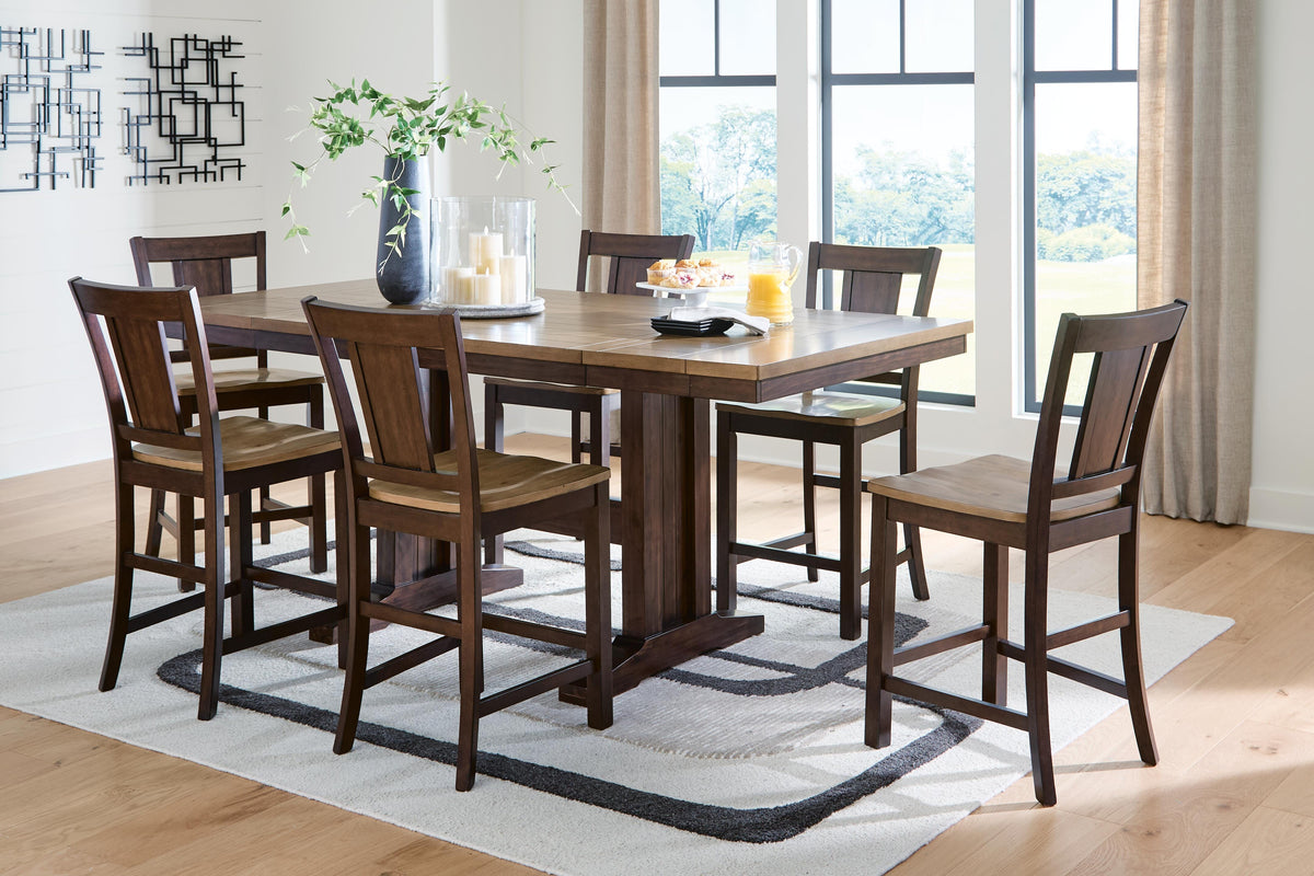 Hollowmere Counter Height Extension Dining Table and 6 Barstools