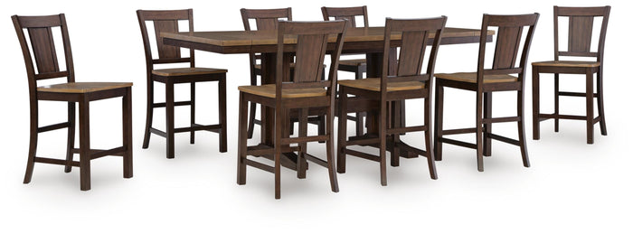 Hollowmere Counter Height Extension Dining Table and 8 Barstools