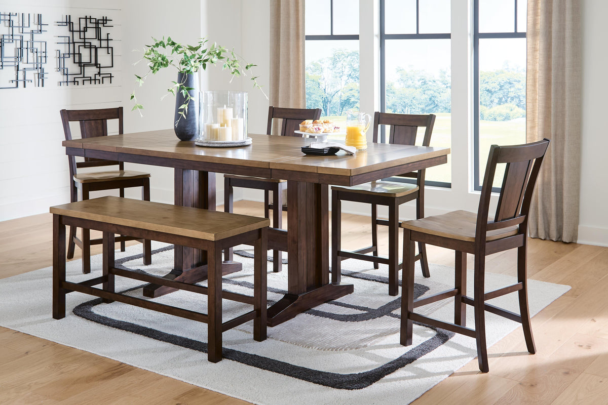 Hollowmere Counter Height Extension Dining Table 4 Barstools and Bench