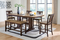 Hollowmere Counter Height Extension Dining Table 4 Barstools and Bench