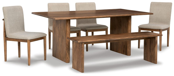 Oakmere Dining Table with 4 Chairs and Bench