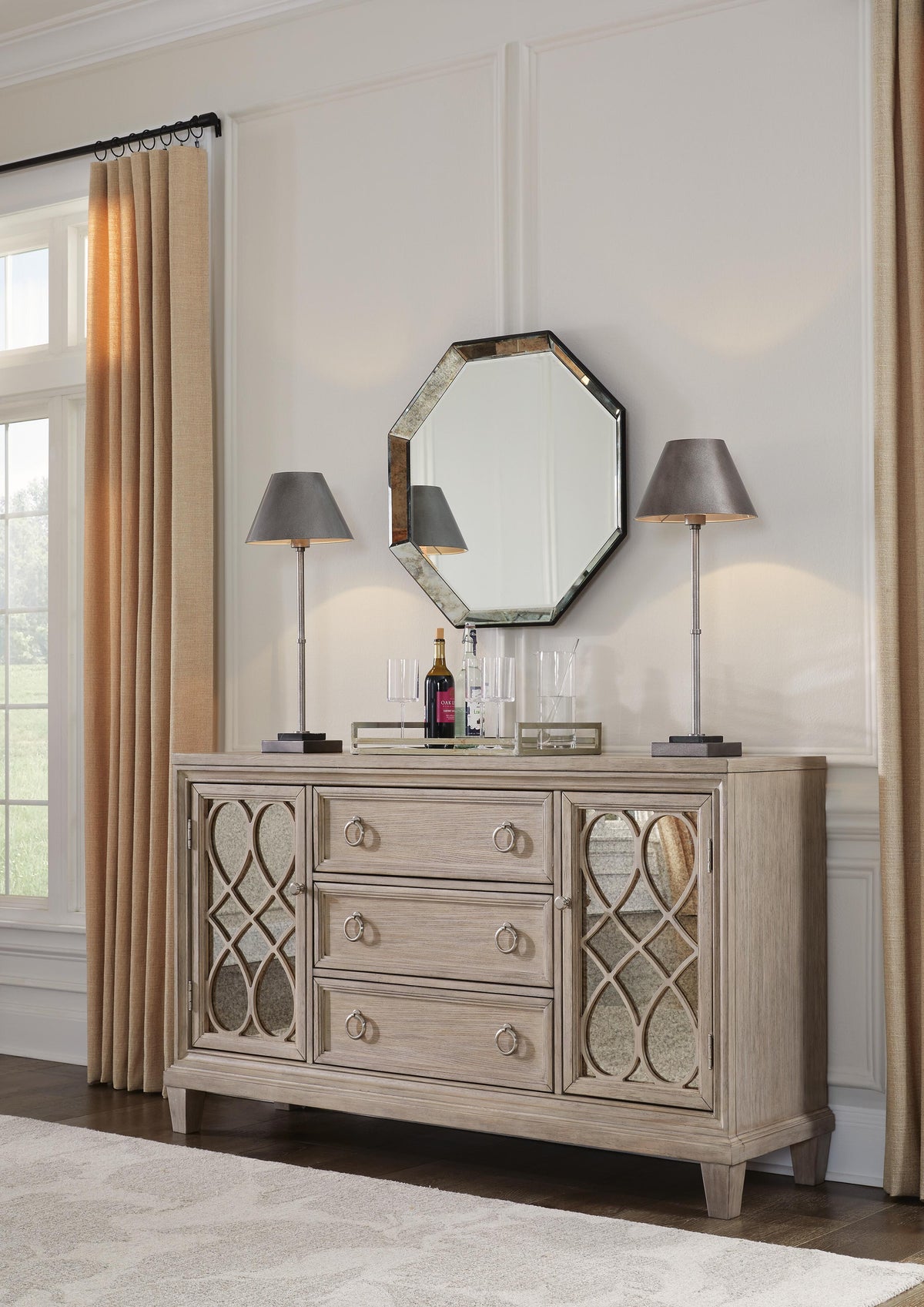 Ashfield Dining Server in Light Grayish Brown