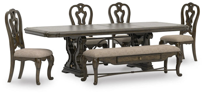 Fenwick Extension Dining Table with 4 Chairs and Bench
