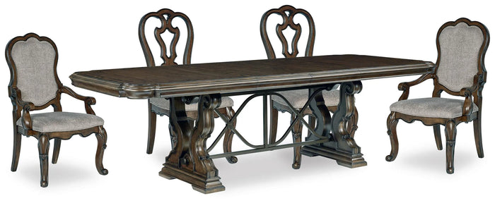 Fenwick Dining Table and 4 Chairs in Dark Brown