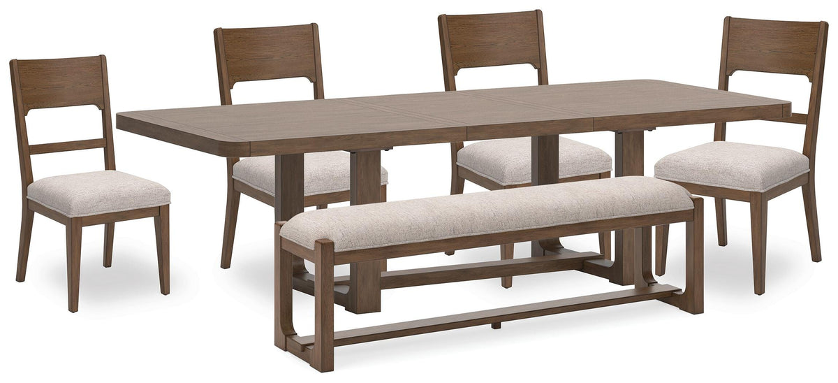 Merrigan Dining Table with 4 Chairs and Bench