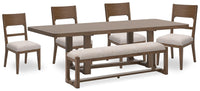 Merrigan Dining Table with 4 Chairs and Bench