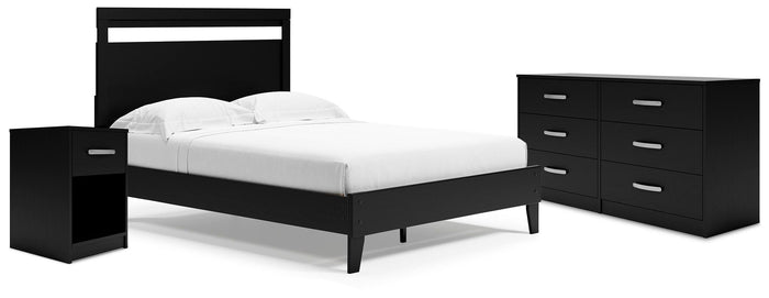 Mono Queen Panel Platform Bed with Dresser and Nightstand