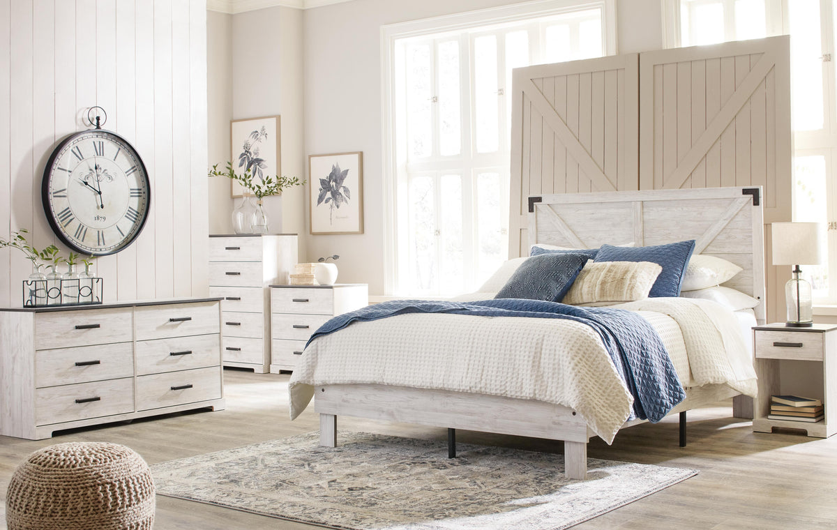 Cobden Nightstand in Whitewash/Charcoal Gray