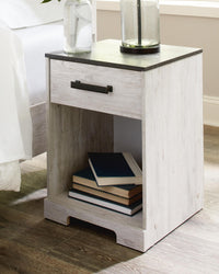 Cobden Nightstand in Whitewash/Charcoal Gray
