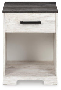 Cobden Nightstand in Whitewash/Charcoal Gray