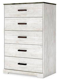Cobden Chest of Drawers in Whitewash/Charcoal Gray