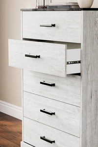 Cobden Chest of Drawers in Whitewash/Charcoal Gray