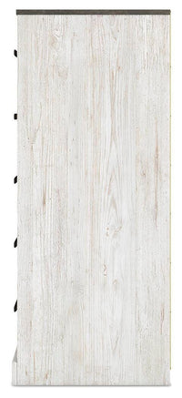 Cobden Chest of Drawers in Whitewash/Charcoal Gray