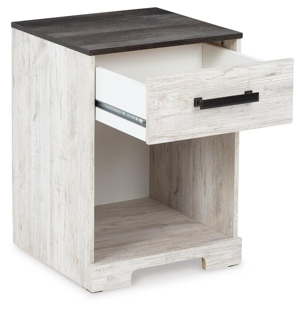 Cobden Nightstand in Whitewash/Charcoal Gray II