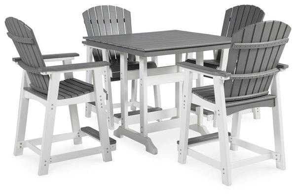 Transville Outdoor Counter Height Dining Table with 4 Barstools